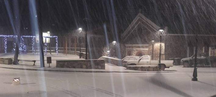 Πυκνή χιονόπτωση στην Χαλκιδική από χθες το βράδυ (φωτό)